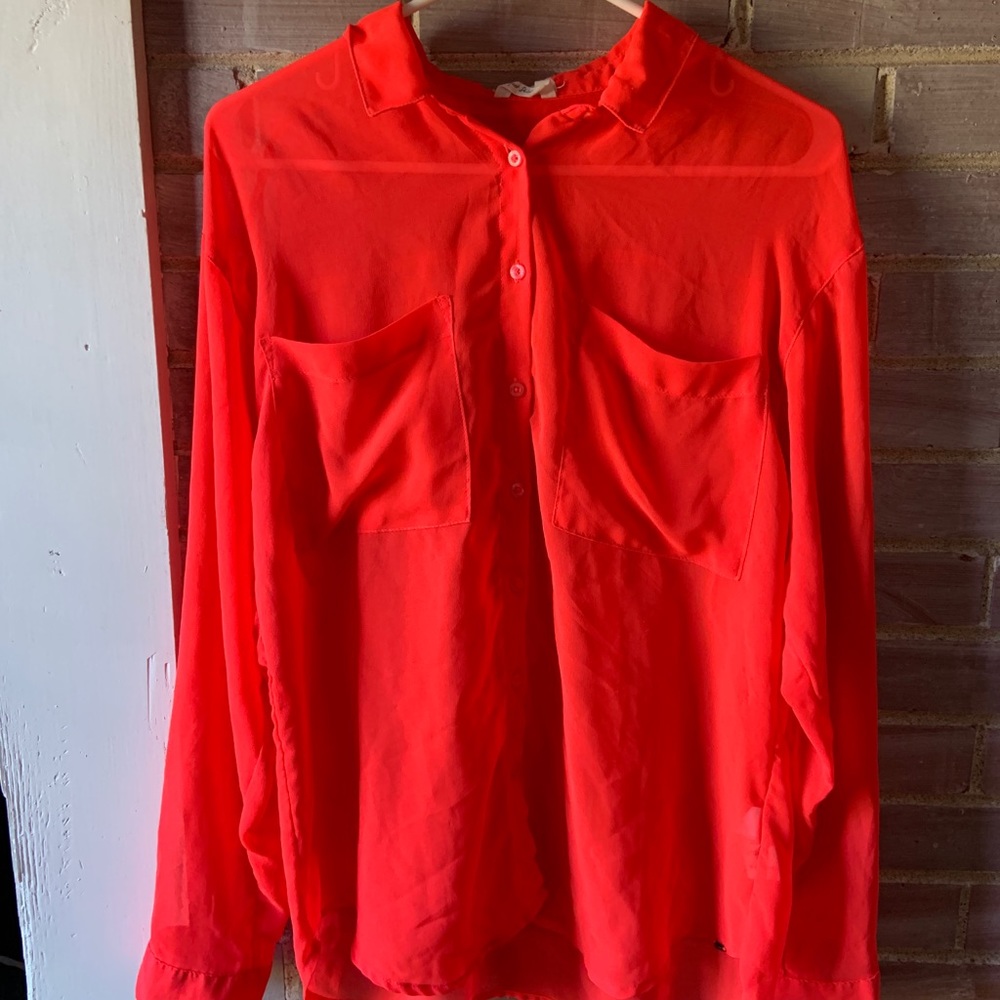 2 sheer button down blouses